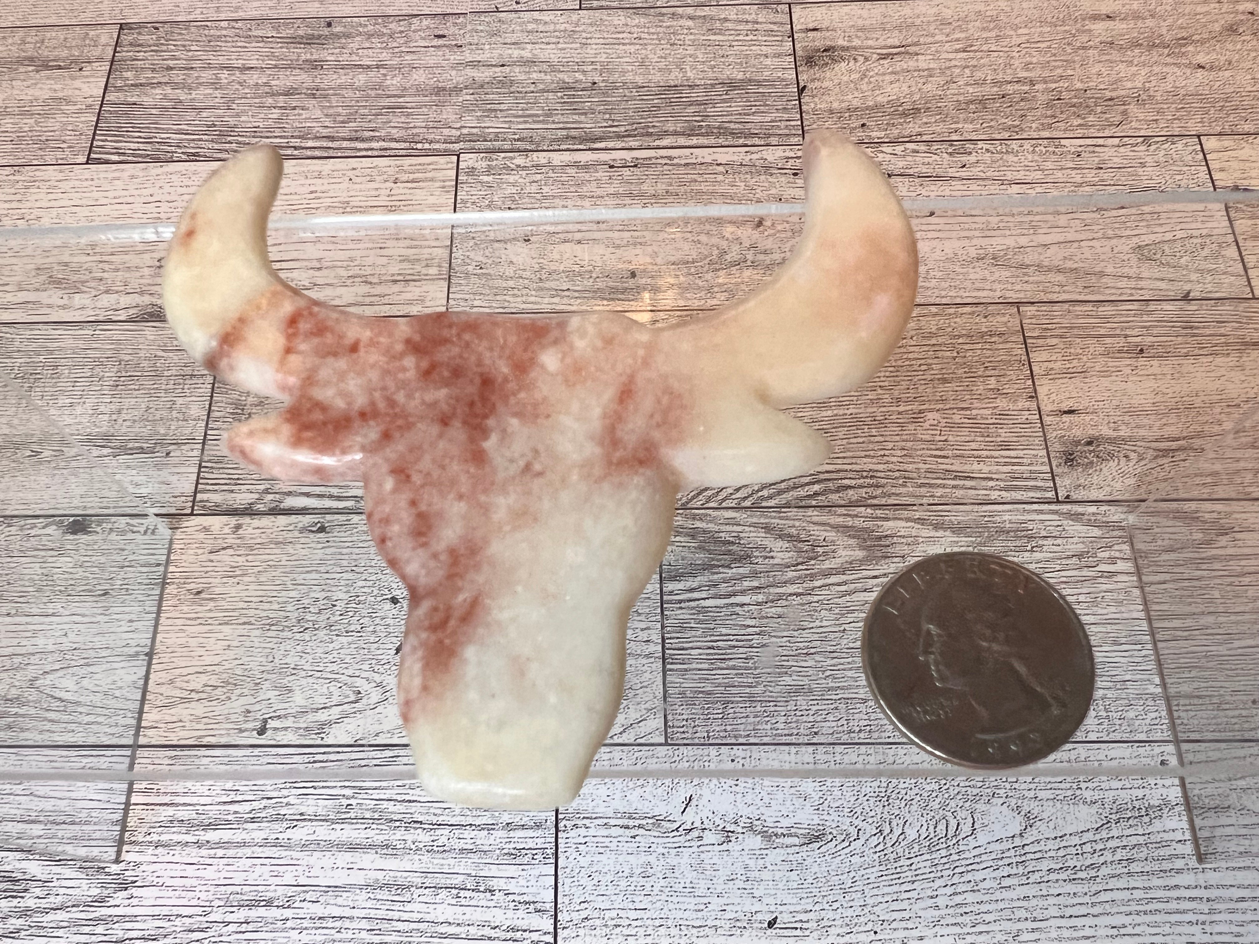 Pink Calcite Bull Carving