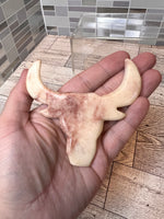 Load image into Gallery viewer, Pink Calcite Bull Carving
